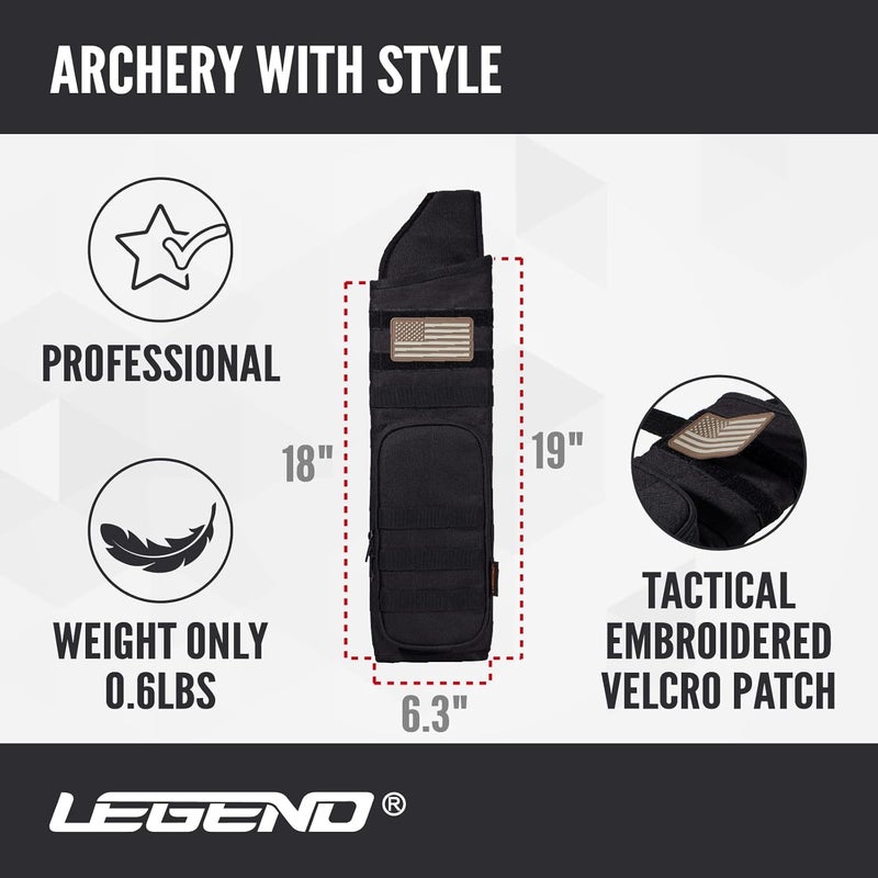 Legend Back Quiver - Tactical Arrow Holder, High-Density Polyester Fabric, Extra Shoulder Foam Padding - MOLLE System for Patches, Pouches - Zippered Storage for Archery & Hunting Accessories - Image 4